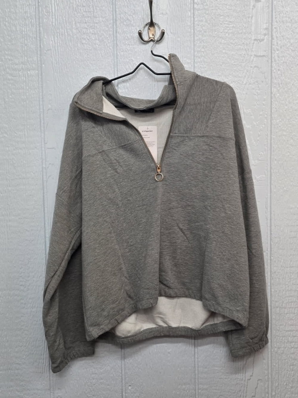 NWT XL Grey Quarter-Zip Hoodie with Ring Pull